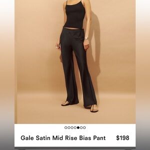 Reformation Gale Satin Mid Rise Bias Pant Color: Black Size: Small